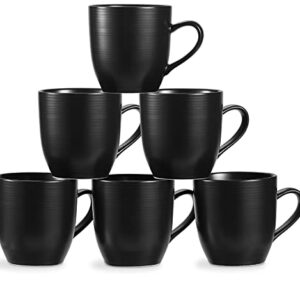 ONEMORE Coffee Mugs Set of 6, 16 oz Ceramic Mug with Handle for Tea Cocoa Milk Juice Latte Cappuccino, Large Coffee Cups for Men Women Home or Office Use Dishwasher & Microwave Safe, Black