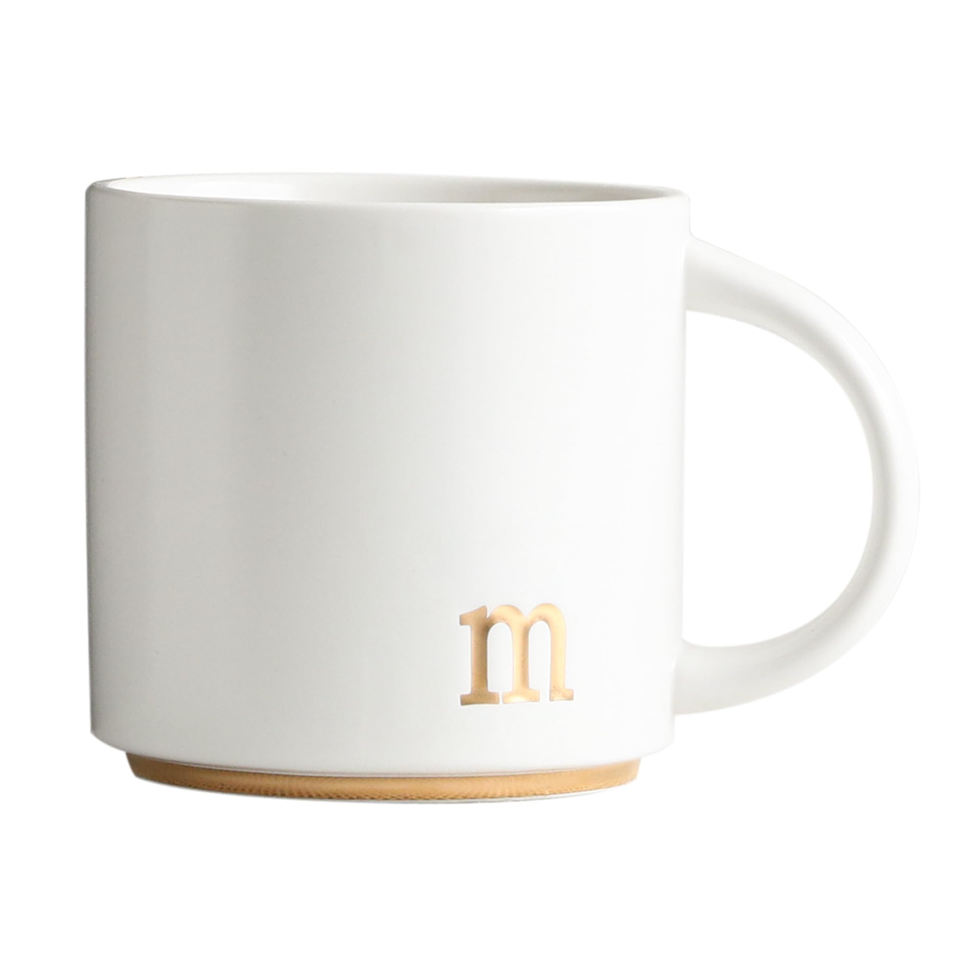 COLLECTIVE HOME - Monogram Ceramic Mugs, 15 oz Golden Initial Coffee Cups, Elegant Alphabet Tea Mugs, Elegant Personalized Mug with Gift Box, Luxurious Cups for Office and Home (m)