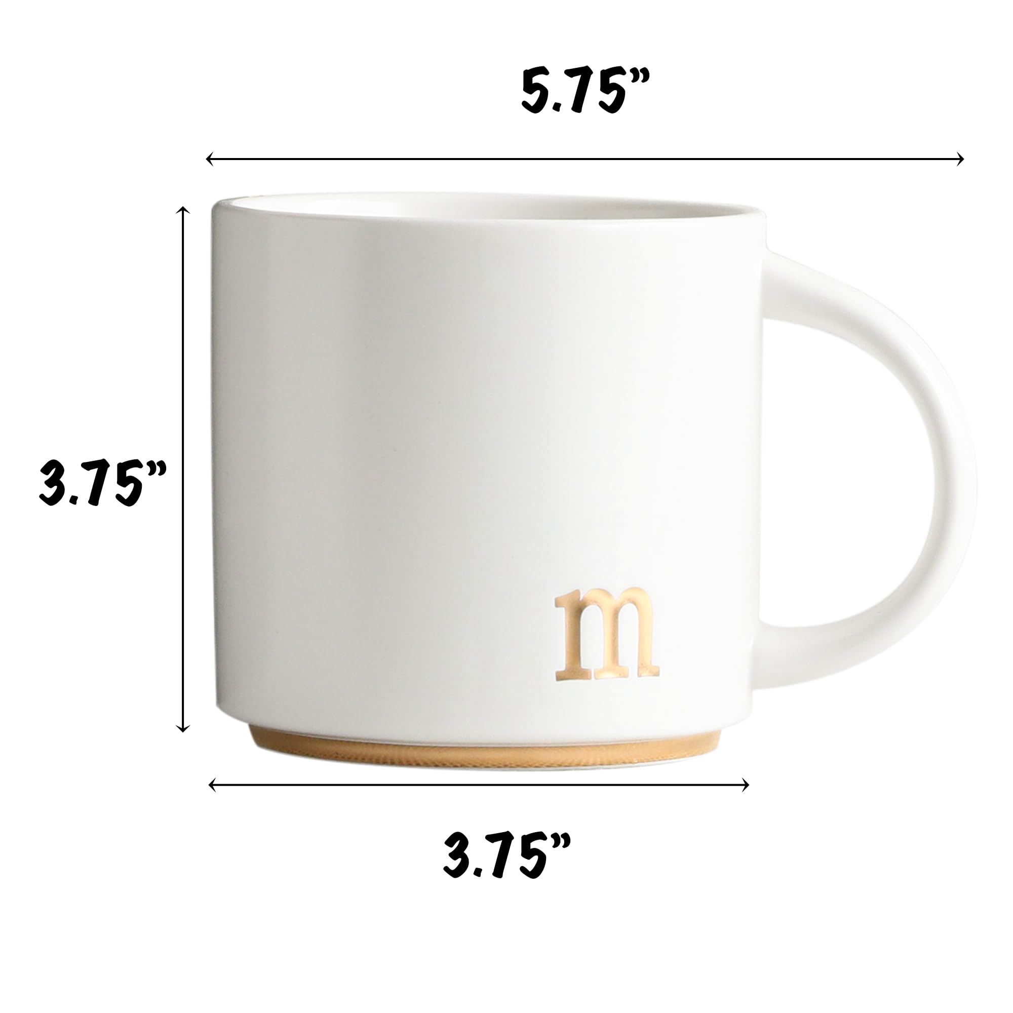 COLLECTIVE HOME - Monogram Ceramic Mugs, 15 oz Golden Initial Coffee Cups, Elegant Alphabet Tea Mugs, Elegant Personalized Mug with Gift Box, Luxurious Cups for Office and Home (m)