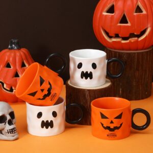 Zhehao 4 Pieces Halloween Mugs 15oz Mug Set Halloween Coffee Mugs with Handle Halloween Ceramic Matching Mugs for Home School Office Table Centerpieces Housewarming Holiday Party Gift (Cute Style)