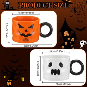 Zhehao 4 Pieces Halloween Mugs 15oz Mug Set Halloween Coffee Mugs with Handle Halloween Ceramic Matching Mugs for Home School Office Table Centerpieces Housewarming Holiday Party Gift (Cute Style)