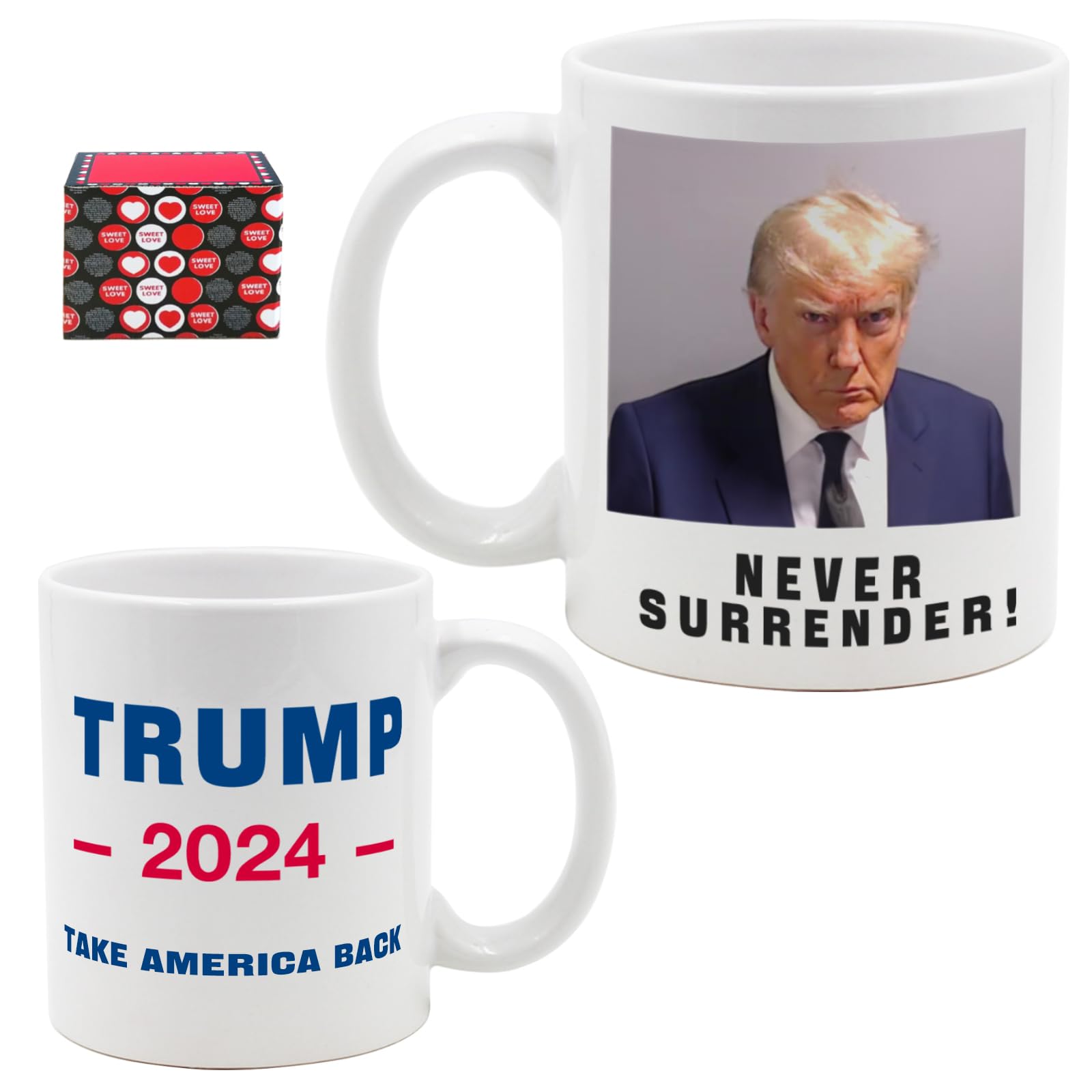 T Legend Never surrender Trump Mug,Trump mugshot Coffee cup MAGA Trump 2024 Novelty Cup funny coffee mug Gift (NS MUG)