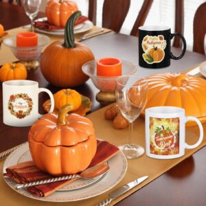 Maxdot 8 Pieces Pumpkin Mugs Autumn Coffee Mug 12oz Fall Cup Thanksgiving Mugs Set with Handle Ceramic Mugs for Home School Office Table Centerpieces Housewarming Holiday Party Gift