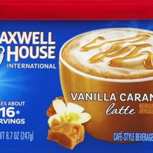 Maxwell House International Vanilla Caramel Latte Café-Style Instant Coffee Beverage Mix (8.7 oz Canister)