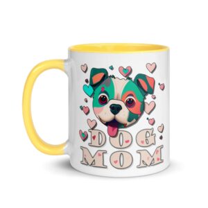 dog mom mug - ceramic coffee cup (yellow, 11oz)