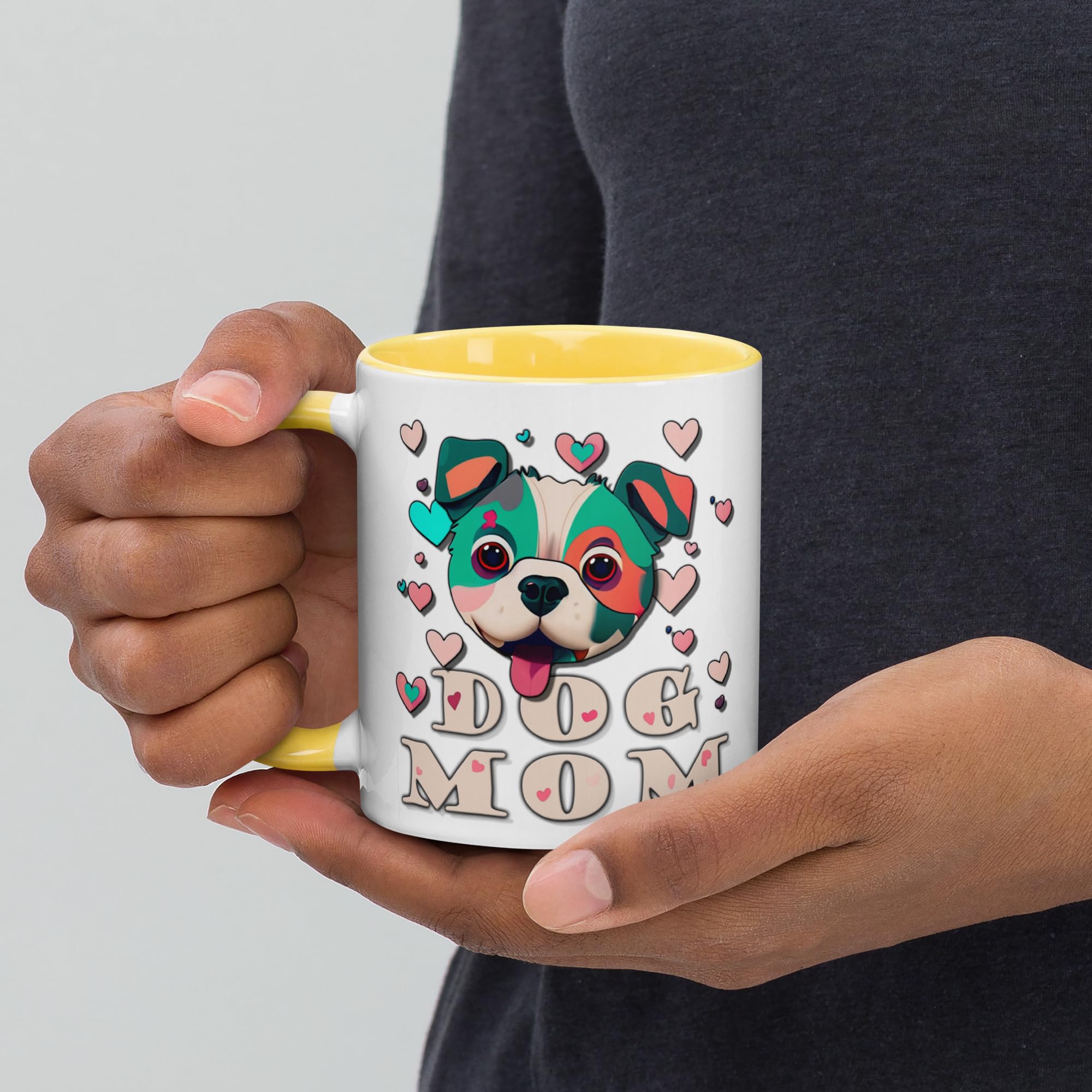 Dog Mom Mug - Ceramic Coffee Cup (Yellow, 11oz)