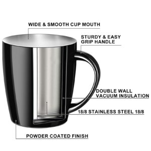 PARACITY Insulated Coffee Mug Stainless Steel Coffee Mug with Lid Handle Double Wall Vacuum Travel Mug Camping Tumbler Cup Men Women 12 oz