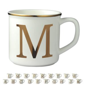 Miicol Micorave Safe Gold Initials 16 oz Large Cup Monogramm Personalized- Gifts Mug with Man and Women's Initials -Gold Letters M