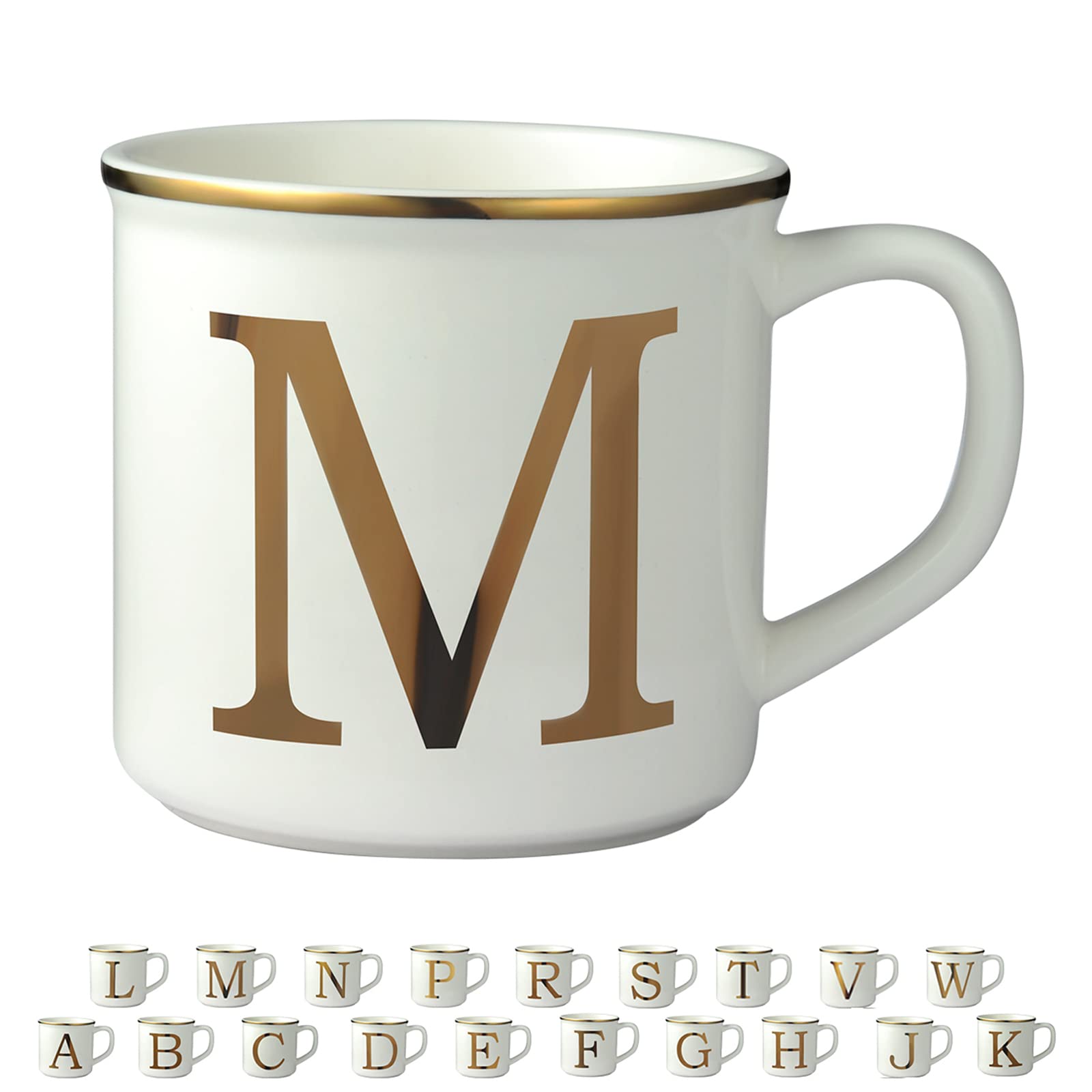 Miicol Micorave Safe Gold Initials 16 oz Large Cup Monogramm Personalized- Gifts Mug with Man and Women's Initials -Gold Letters M