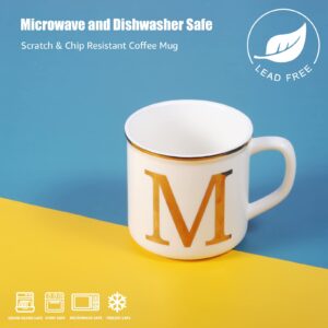 Miicol Micorave Safe Gold Initials 16 oz Large Cup Monogramm Personalized- Gifts Mug with Man and Women's Initials -Gold Letters M