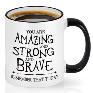 cabtnca inspirational coffee mug, you're amazing and strong and brave, strong women gifts, inspirational gifts for men, inspirational mugs for women, encouragement thank you gifts for men, 11oz