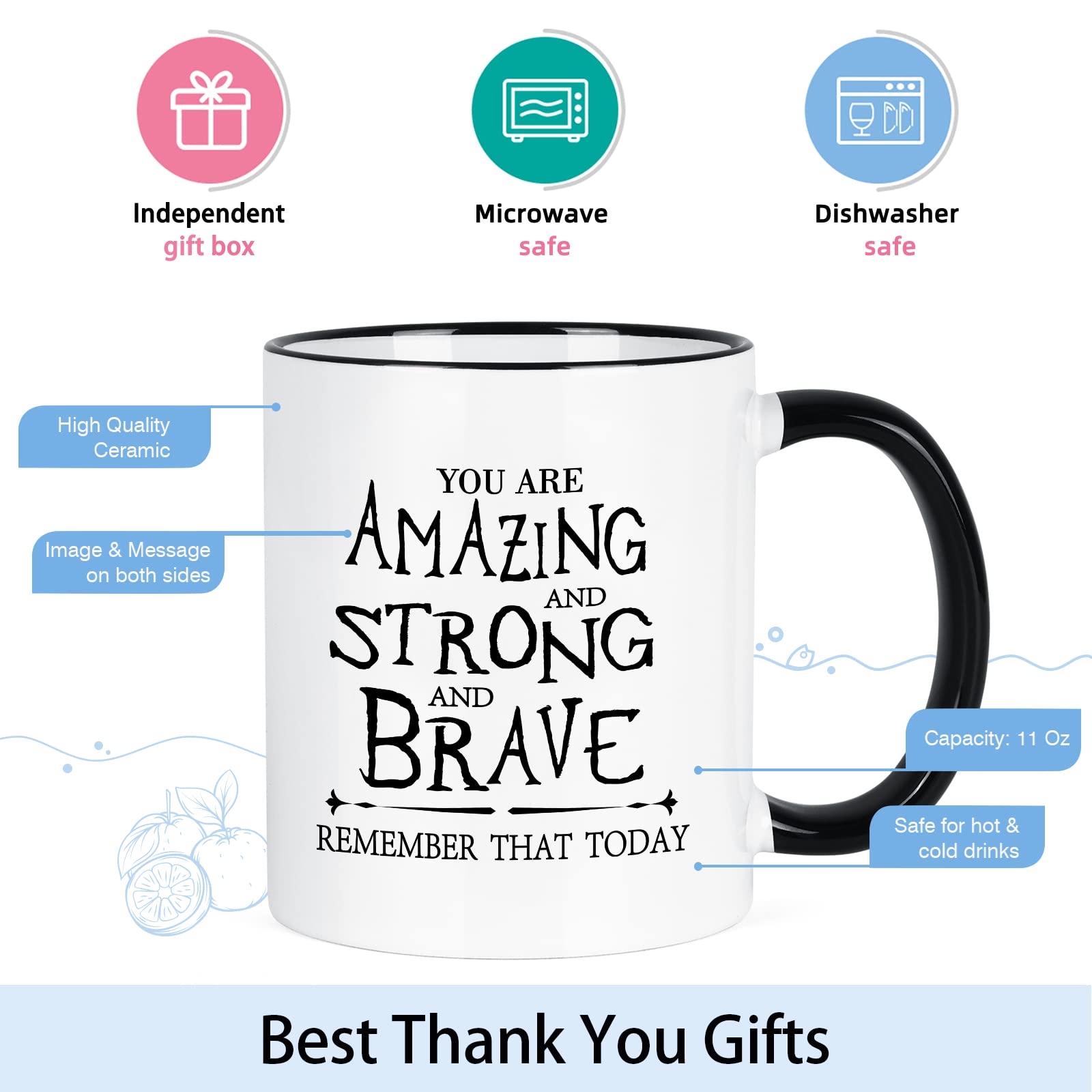 Cabtnca Inspirational Coffee Mug, You're Amazing And Strong And Brave, Strong Women Gifts, Inspirational Gifts for Men, Inspirational Mugs for Women, Encouragement Thank You Gifts for Men, 11Oz