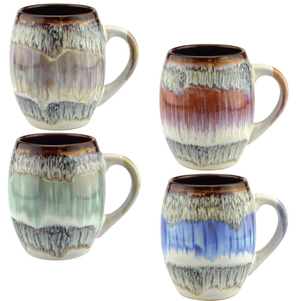 Mug Glazed Ceramic Coffee Mugs, Large Mug Set of 4 Sturdy Gorgeous Kitchen Decor Cup 20 oz Sets, Microwave Safe Unique Modern Cafe Cups, Best Oversized Mug Gifts