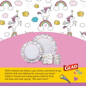 Glad for Kids Unicorns Paper Plates | Small Round Paper Plates with Cute Unicorns Design | Heavy Duty Disposable Soak Proof Microwavable Paper Plates for All Occasions, 8.5 Inch, 20 Count (Pack of 6)