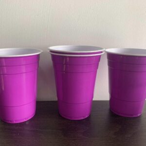 16 Oz Unicorn Color Themed Pink and Purple Disposable Party Cups, 50 Plastic Cups (Total), Strong & Sturdy, BPA free