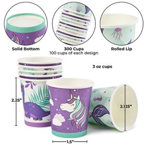 ROYAL BLUEBONNET 3oz Mouthwash Cups – 300 Purple Mini Cups, Disposable Kids Bathroom Cups, Mouth Rinse Cups, Mermaid Tiny Snack Cups for Birthdays, Paper Bathroom Cups, Small Paper Cups for Bathroom