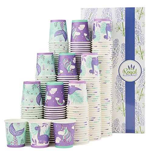 ROYAL BLUEBONNET 3oz Mouthwash Cups – 300 Purple Mini Cups, Disposable Kids Bathroom Cups, Mouth Rinse Cups, Mermaid Tiny Snack Cups for Birthdays, Paper Bathroom Cups, Small Paper Cups for Bathroom