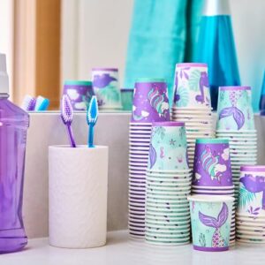 ROYAL BLUEBONNET 3oz Mouthwash Cups – 300 Purple Mini Cups, Disposable Kids Bathroom Cups, Mouth Rinse Cups, Mermaid Tiny Snack Cups for Birthdays, Paper Bathroom Cups, Small Paper Cups for Bathroom