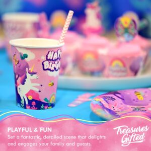 Treasures Gifted Rainbow Unicorn Cups for Girls 24ct - 9oz Unicorn Party Cups - Unicorn Party Supplies - Unicorn Birthday Party Supplies - Unicorn Rainbow Party Decorations - Unicorn Birthday Cups