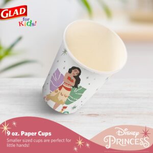 Glad for Kids Disney Princess “Magic is in All of Us” 9oz Paper Cups | Disney Princess Paper Cups, Kids Snack Cups | Kid-Friendly Paper Cups for Everyday Use, 9oz Paper Cups 24 Ct