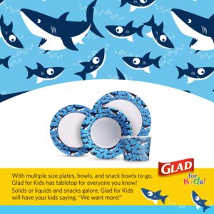 Glad for Kids Sharks 12 oz Paper Snack Bowls with Lids, Disposable Snack Cups with Lids, 12 oz, Heavy Duty Disposable Soak Proof Microwavable Paper Bowls for Soup, Ice Cream, 20 Count (Pack of 6)