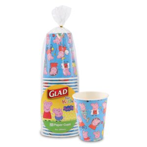 glad for kids 9 oz peppa pig i can be anything paper cups, 20 ct | disposable paper cups with peppa pig characters | paper cups for kids for everyday use