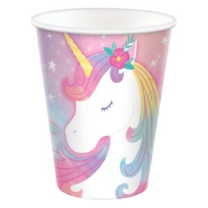 enchanting unicorn cups - 9 oz (pack of 8) - unique, durable & eco-friendly drinkware - perfect for magical parties, celebrations, and imaginative users