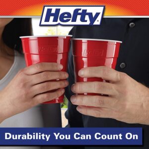 hefty party on disposable plastic cups, red, 18 ounce, 50 count (pack of 3), 150 total