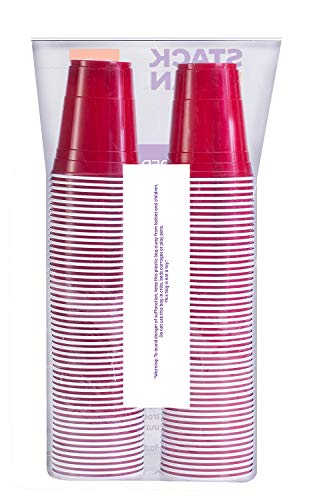 Red Cups - Party Cups - Disposable Plastic Cups [16 oz - 100 Pack] Fun & Durable Party Cups for Drinking & Playing - Bulk Case of 100 Cups, By Stack Man