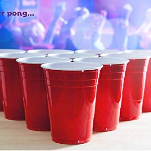 Red Cups - Party Cups - Disposable Plastic Cups [16 oz - 100 Pack] Fun & Durable Party Cups for Drinking & Playing - Bulk Case of 100 Cups, By Stack Man