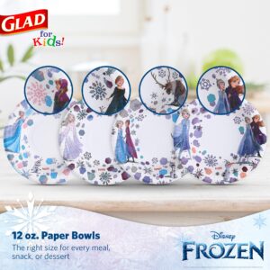 Glad for Kids Disney Frozen 12oz Paper Bowls| Disney Anna and Elsa Paper Bowls, Kids Bowls| Kid-Friendly Paper Bowls for Everyday Use, 12oz Paper Bowls 40 Ct