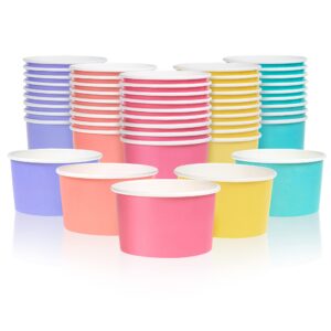 matican paper ice cream cups, 50-pack 5.5-oz disposable dessert bowls for hot and cold, 5.5-ounce, 5 pastel colors