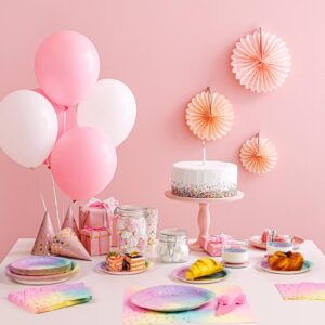 DECORLIFE Pastel Plates and Napkins Party Supplies Serve 24, Rainbow Birthday Plates and Napkins, Girls Baby Shower, Birthday BBQ, Folks Included, Total 96PCS