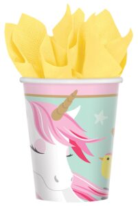 amscan paper party cups | magical unicorn tableware collection | 9 oz | 8 pcs.