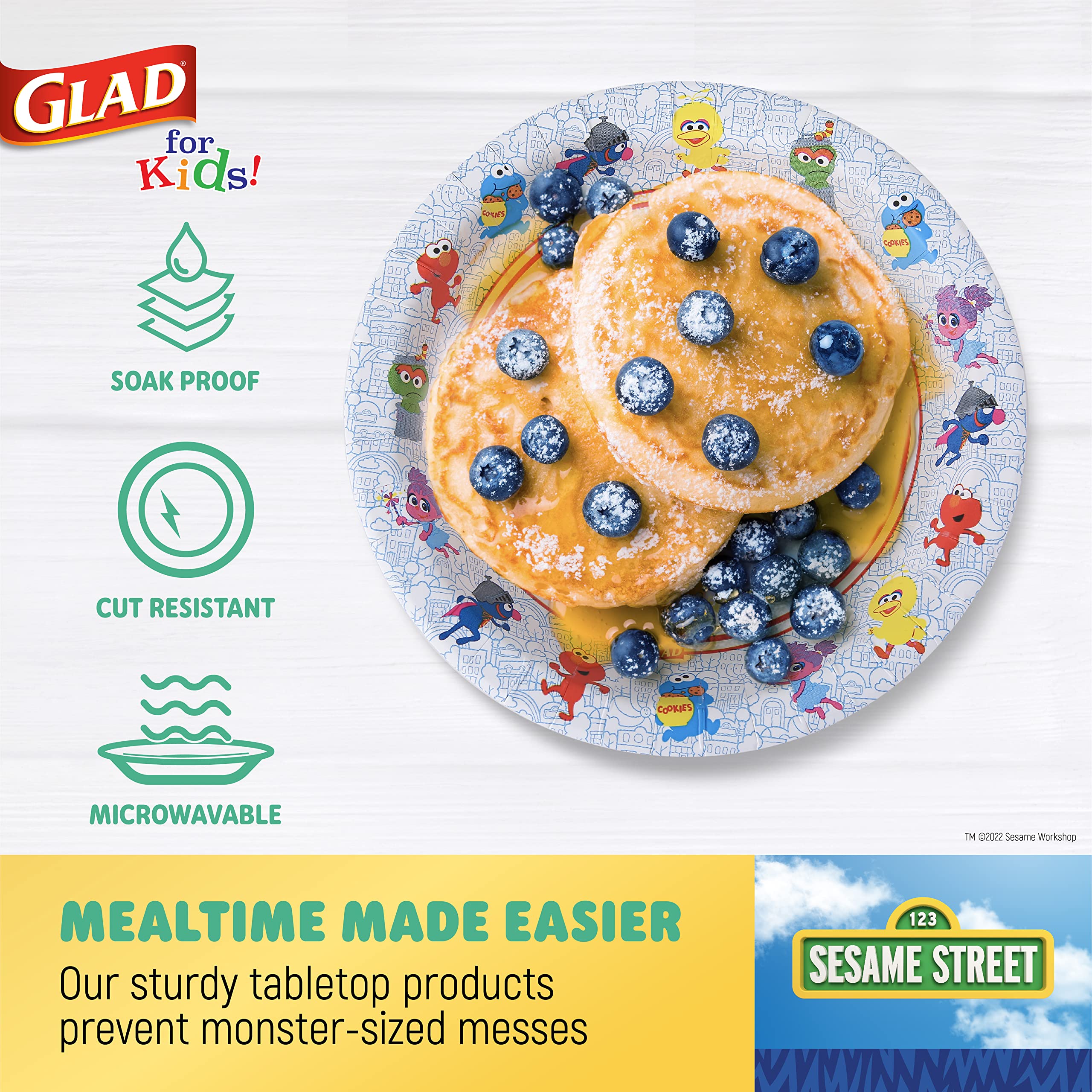 Glad for Kids Sesame Street Pals 8.5” Paper Plates | Sesame Street Paper Plates, Kids Snack Plates | Sesame Street Pals Paper Plates for Everyday Use, 8.5” Paper Plates 20 Ct