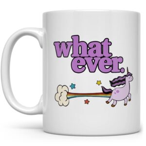 whatever sarcastic sassy unicorn mug, funny novelty cup for women men friend coworker daughter mom (11oz)