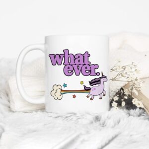 Whatever Sarcastic Sassy Unicorn Mug, Funny Novelty Cup for Women Men Friend Coworker Daughter Mom (11oz)