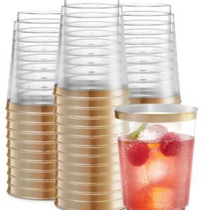 PLASTICPRO Disposable Plastic Tumblers (Gold Rim, 100)