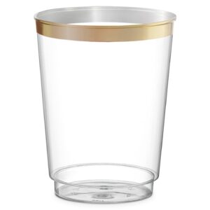 PLASTICPRO Disposable Plastic Tumblers (Gold Rim, 100)