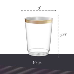 PLASTICPRO Disposable Plastic Tumblers (Gold Rim, 100)