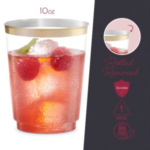 PLASTICPRO Disposable Plastic Tumblers (Gold Rim, 100)