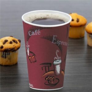 Solo® Paper Hot Cups, 16 Oz, Maroon, Carton Of 300 Cups