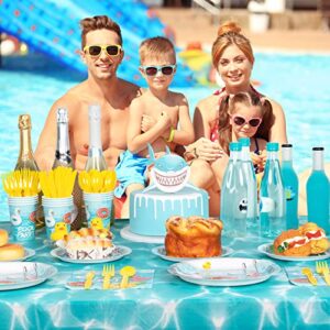 DECORLIFE 96PCS Pool Party Supplies Serves 24, Pool Party Plates and Napkins Sets, Summer Paper Plates, Beach Theme Party Decorations