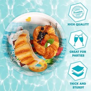 DECORLIFE 96PCS Pool Party Supplies Serves 24, Pool Party Plates and Napkins Sets, Summer Paper Plates, Beach Theme Party Decorations