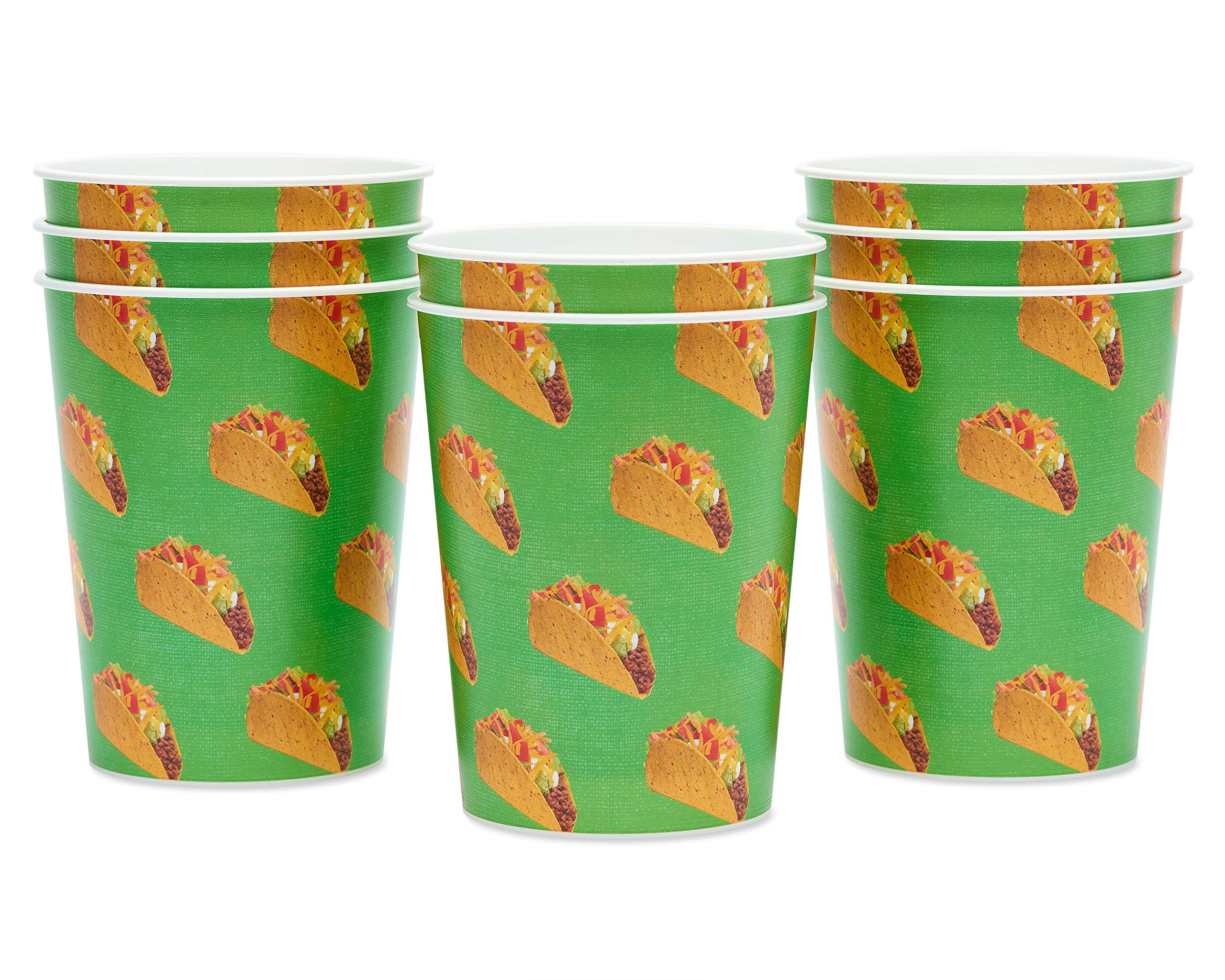 American Greetings Taco Party Supplies, 16 oz. Reusable Plastic Cups (8-Count)