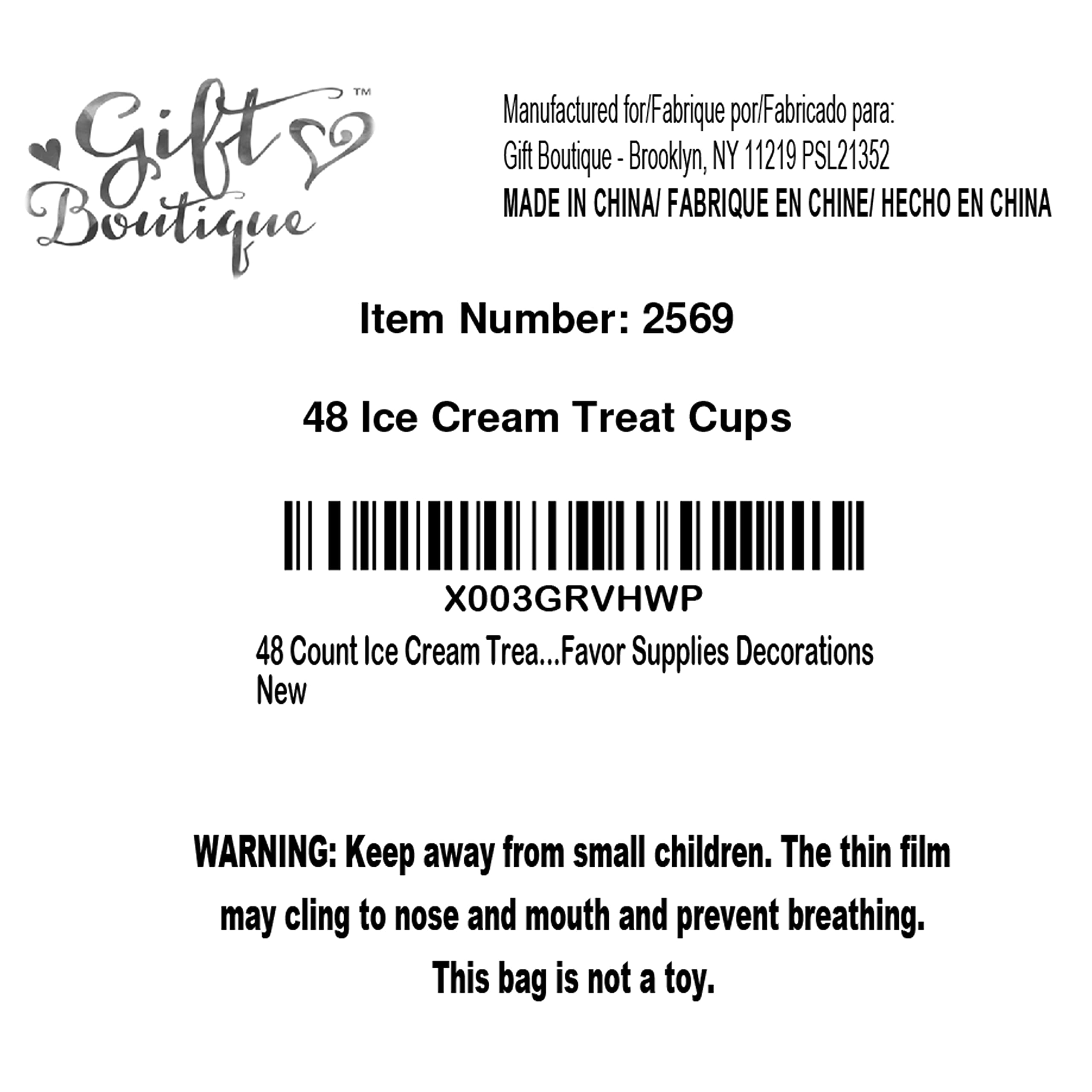 Gift Boutique 48 Count Ice Cream Treat Snack Cups 10 Oz. Disposable Paper Cup Dessert Ices Bowls Ice Cream Truck with Cones and Pops Design For Frozen Treats Cupcakes Party Favor Supplies Decorations