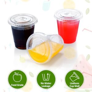 Eupako 8 oz Plastic Cups with Lids 100 Sets, Disposable Clear Cups with Lids, Cold Drink Containers for Beverage, Parfait, Smoothie