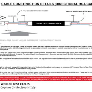 1 Foot RCA Cable Pair - Gotham GAC-4/1 (Black) Star-Quad Audio Interconnect Cable with Amphenol ACPL Black Chrome Body, Gold Plated RCA Connectors - Directional