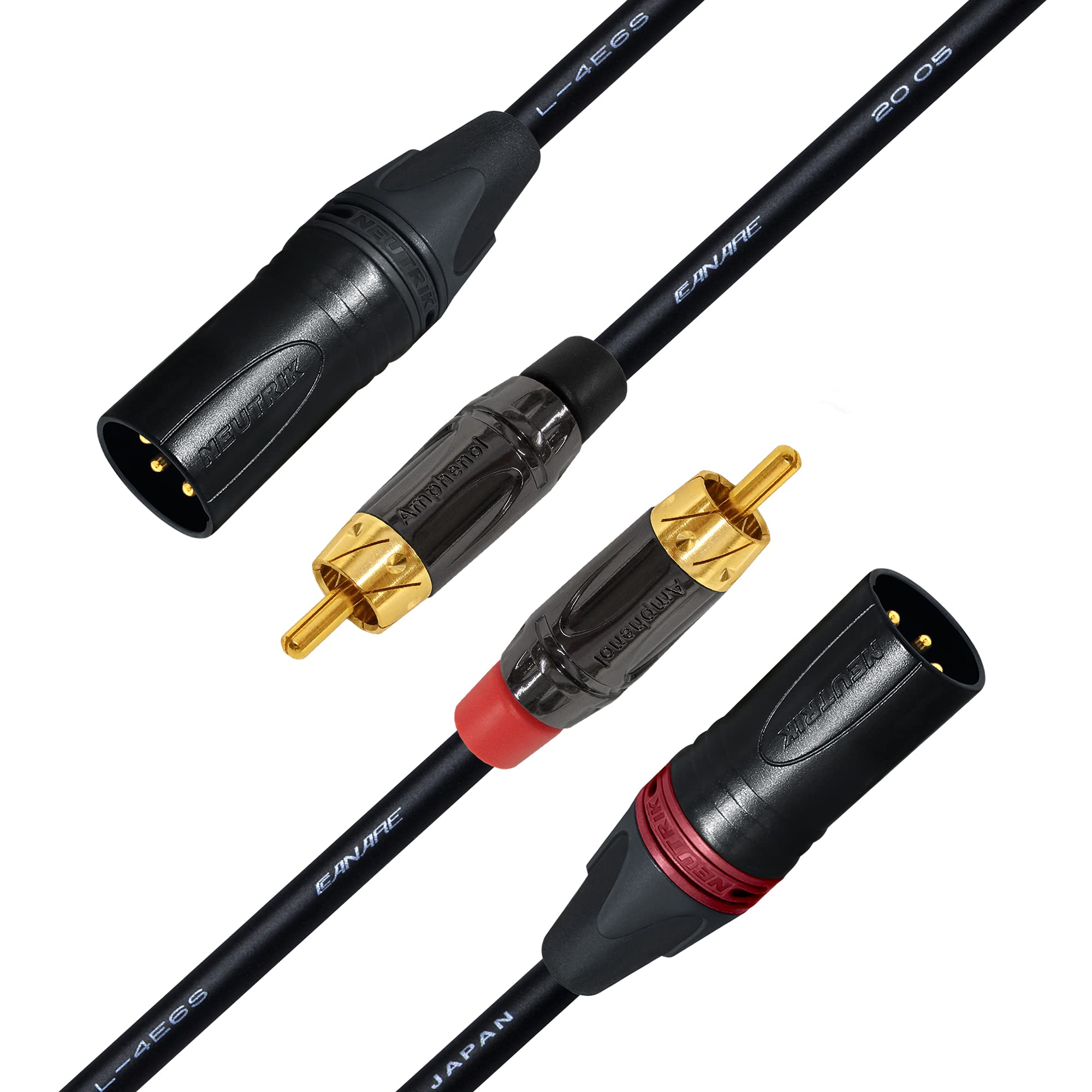 WORLDS BEST CABLES 4.5 Foot - RCA to XLR (Male) Cable Pair - Canare L-4E6S Star-Quad Audio Interconnect Cable & Amphenol ACPL RCA & Neutrik Male XLR Gold Plugs - CUSTOM MADE