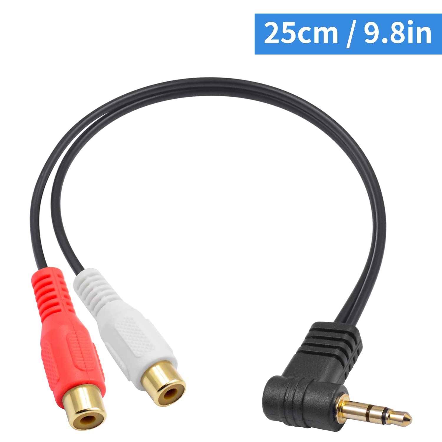 Poyiccot 3.5mm to RCA Cable, 3.5mm to 2RCA Female Audio Cable, RCA to Aux Cable Hi-Fi Sound RCA Stereo Audio Cord Gold Plated RCA Y Splitter Cable for MP3 Tablet Computer Speaker 25cm/0.8ft